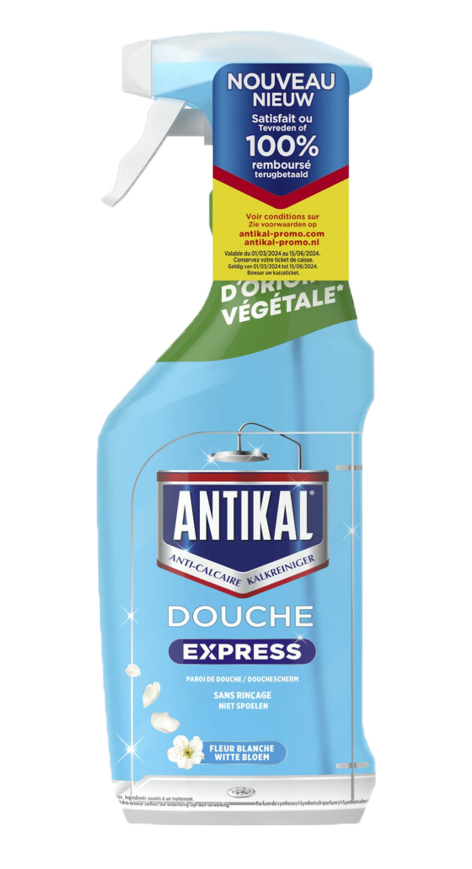 Antikal Kalk Reiniger Spray Douche Express 500ml - Effectieve spray tegen kalkaanslag voor een glanzende douche - Handige 500ml fles