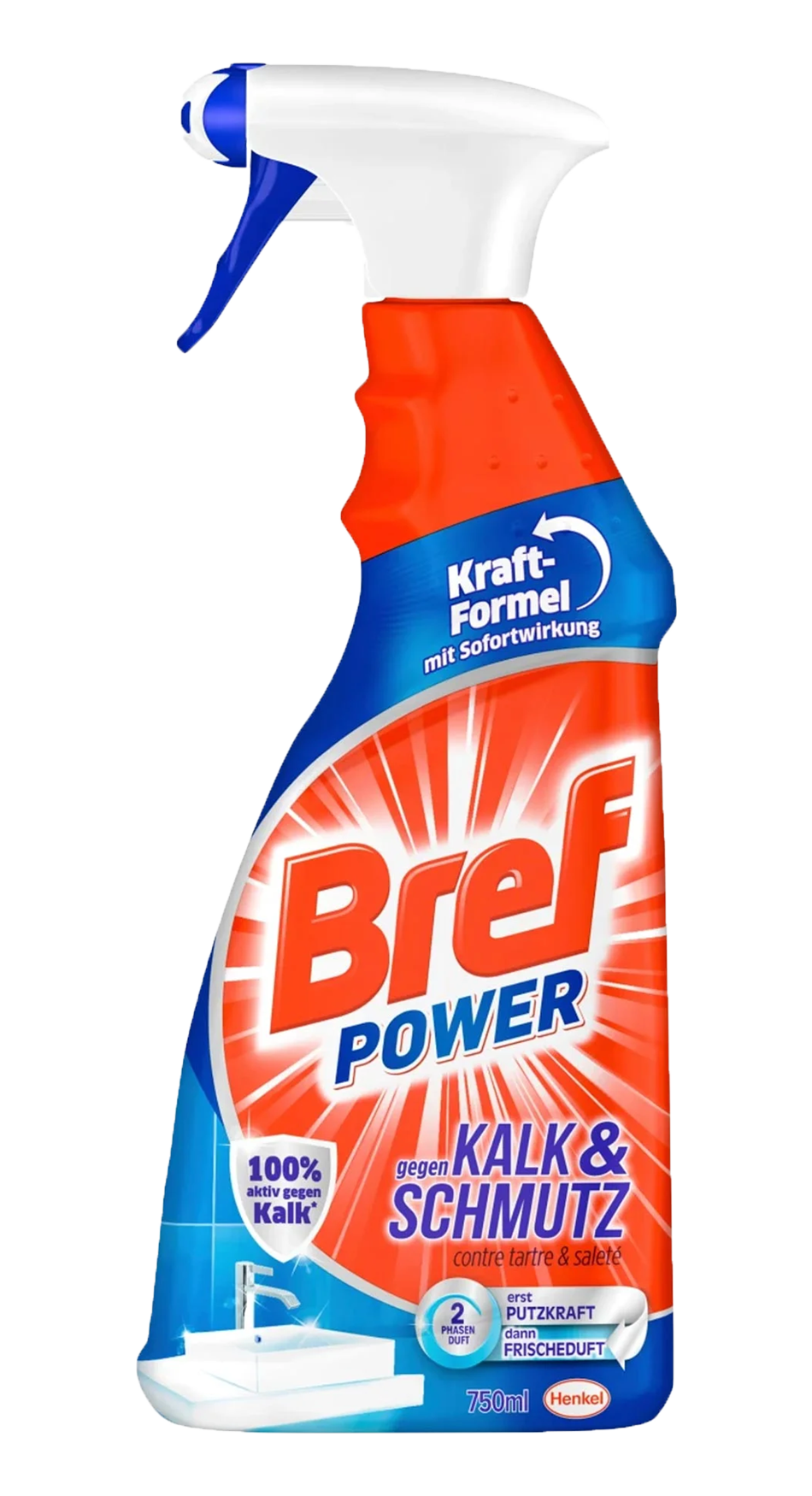 Bref Kalk Reiniger Spray 750ml - Effectief tegen kalkaanslag voor een glanzende oppervlakken - Handige 750ml spuitfles