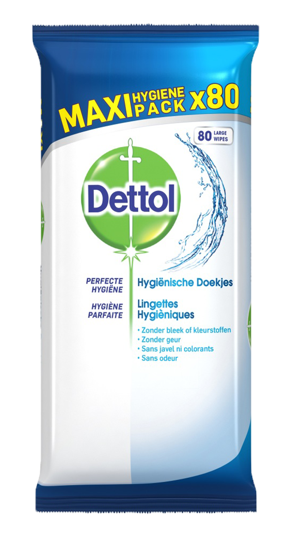 Dettol Hygiënische Doekjes 80 stuks Zonder Geur - Voor een effectieve en geurloze reiniging - Verpakking van 80 stuks