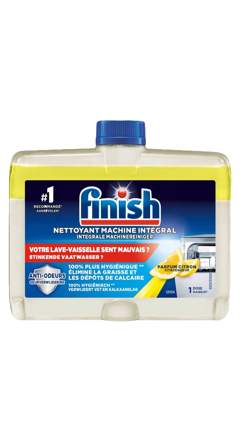 Finish Machine Reiniger Citroen 250ml - Effectief bij het reinigen van vaatwasmachines met een verfrissende citroengeur - Handige 250ml fle