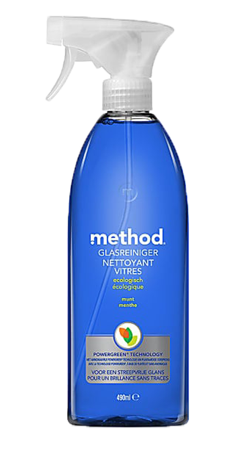 Method Glasreiniger Munt 490ml - Effectieve reiniging voor streepvrije glazen oppervlakken met een verfrissende muntgeur - Handige 490ml spuitfles