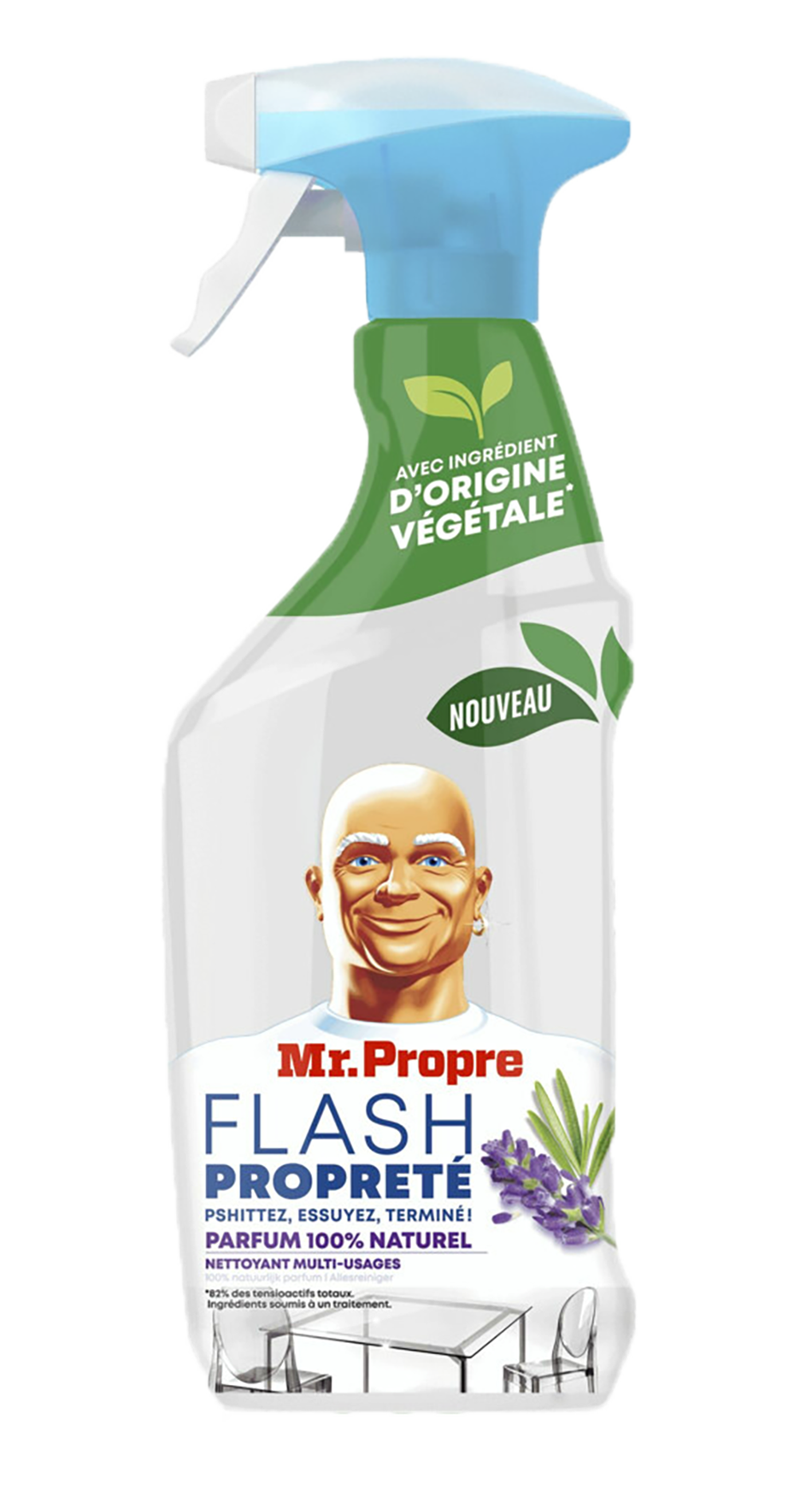 Mr. Proper Allesreiniger Glasreiniger Spray Roosmarijn Lavendel 500ml - Effectieve reiniging voor glasoppervlakken - Verrijkt met de heerlijke geur van roosmarijn en lavendel - Handige 500ml spuitfles