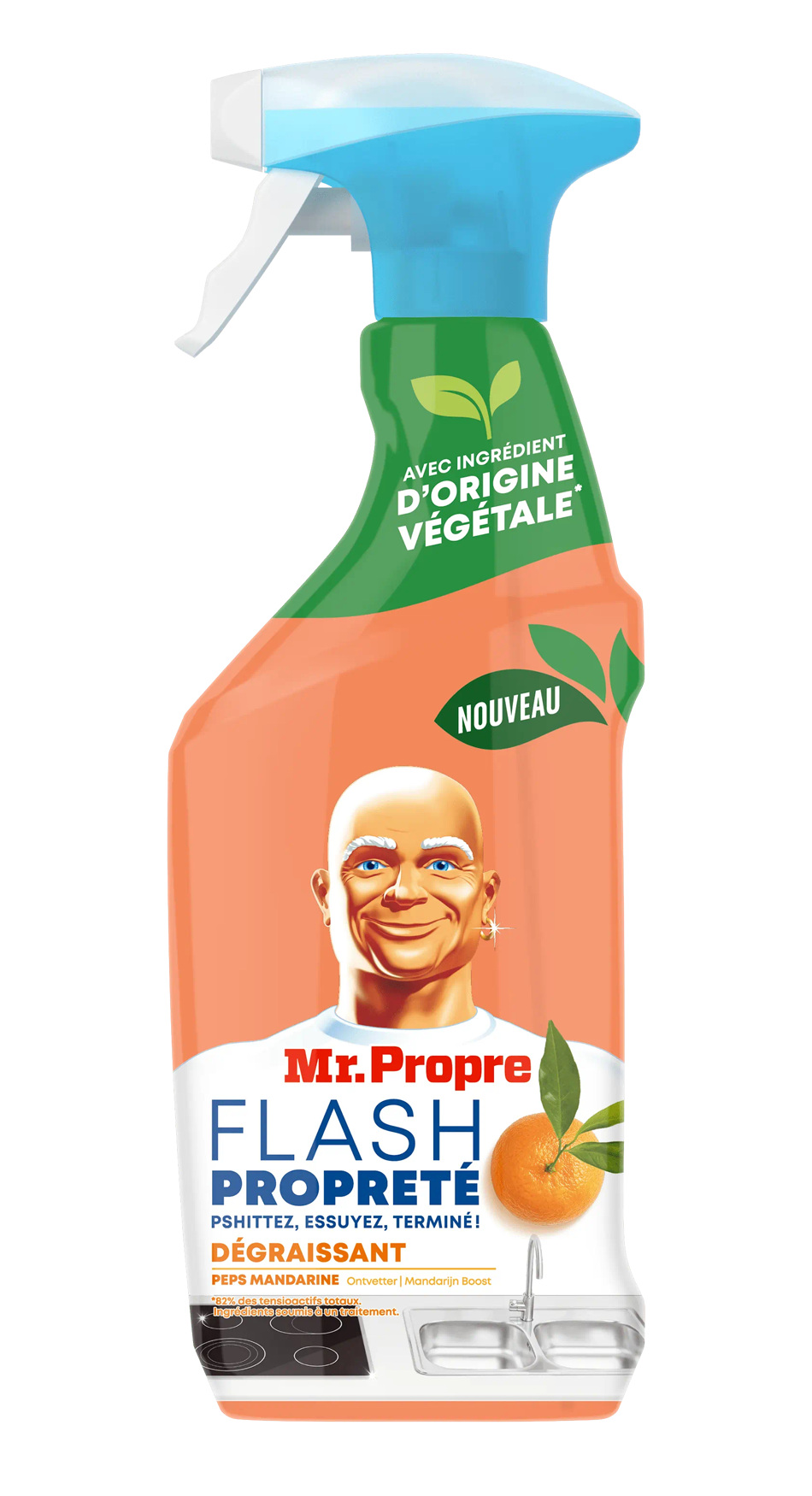 Mr. Proper Keukenreiniger Ontvetter Mandarijn 500ml - Krachtige ontvetting voor een sprankelend schone keuken - Verfrissende mandarijngeur - Handige 500ml fles