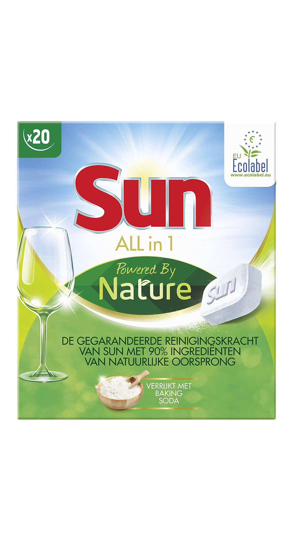 Sun Vaatwastabletten Ecologisch 38 stuks - Milieuvriendelijke tabletten voor een schone vaat - Verpakking van 38 stuks