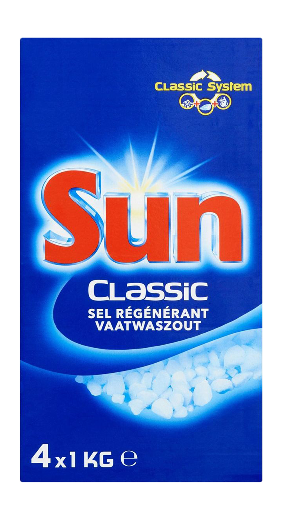 Sun Vaatwaszout 4 x 1kg Voordeelverpakking - Efficiënte bescherming tegen kalkaanslag voor uw vaatwasser - Pakket van 4 verpakkingen van 1kg
