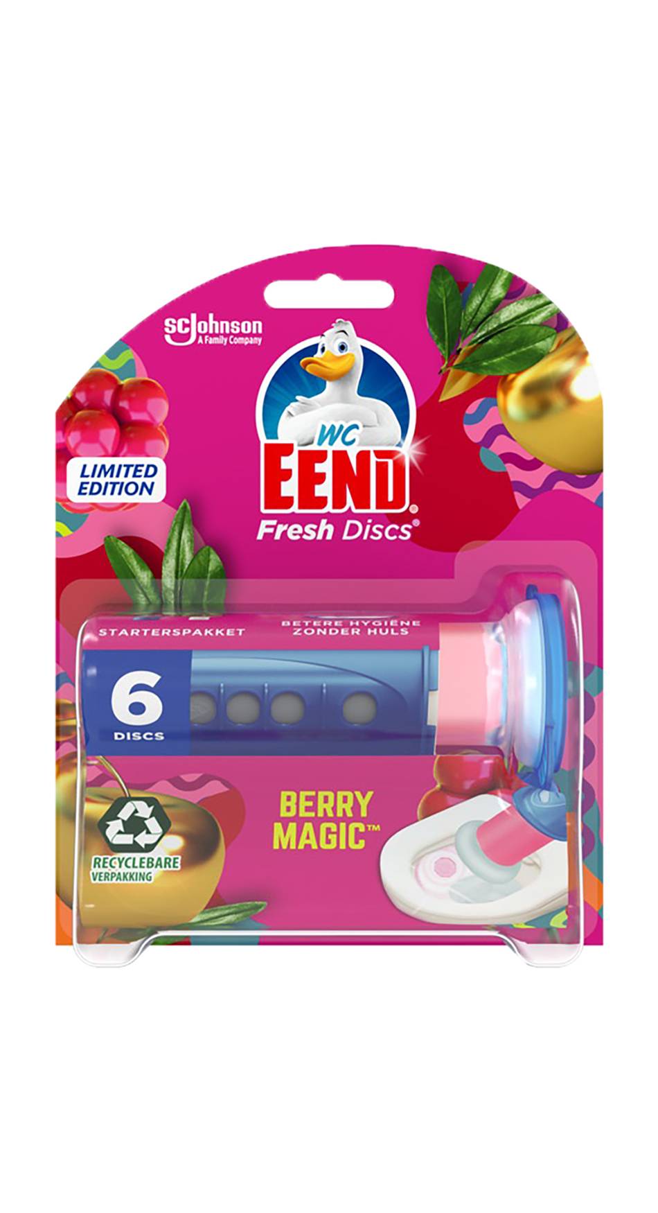 WC Eend Fresh Discs Houder Berry Magic 36ml - Houder voor de navulling met fruitige geur - Inclusief één navulling van 36 ml