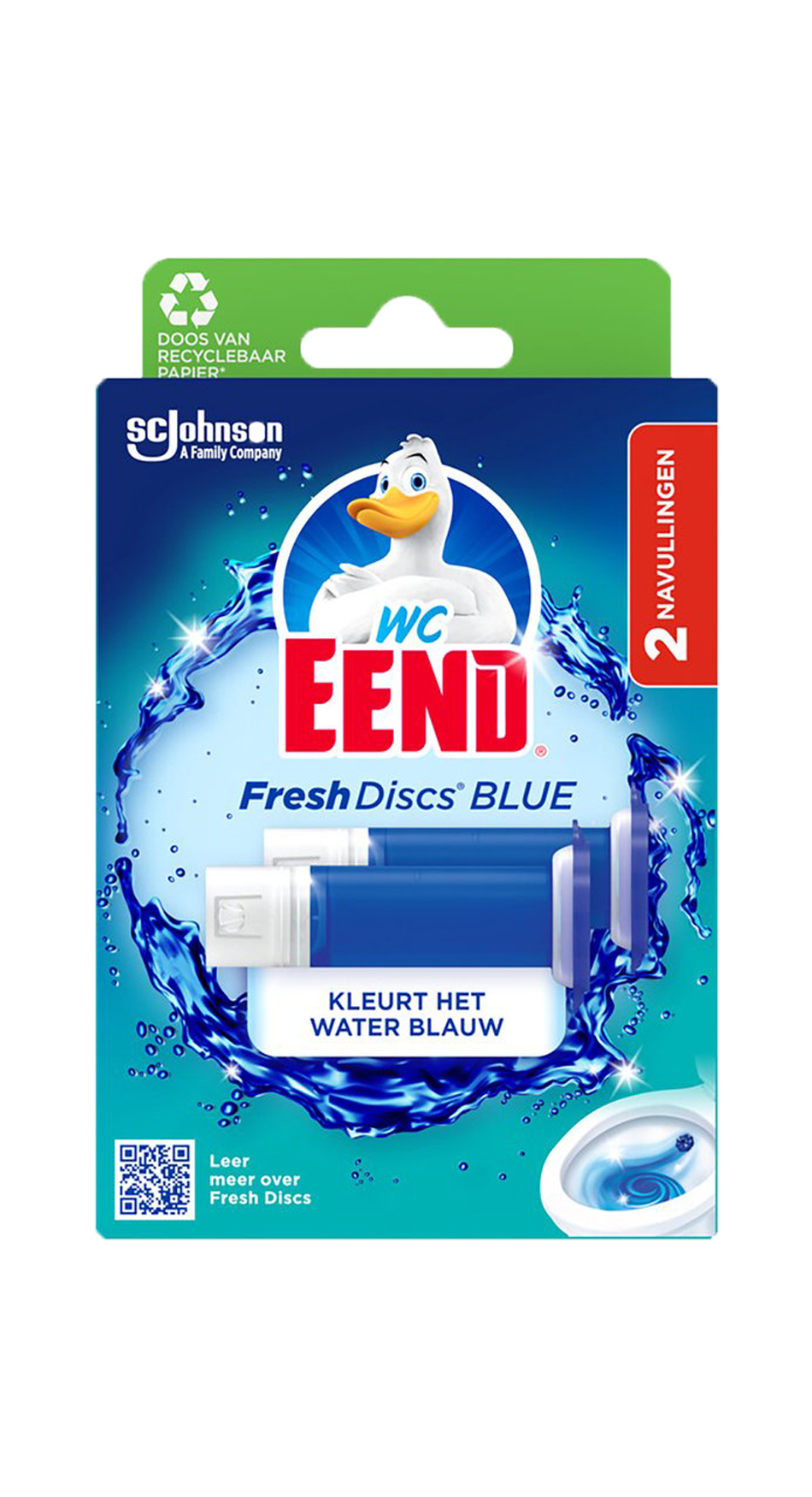 WC Eend Fresh Discs Marine 2x36ml Navulling - Verfrissende maritieme geur voor langdurige frisheid - Twee navullingen van 36 ml elk