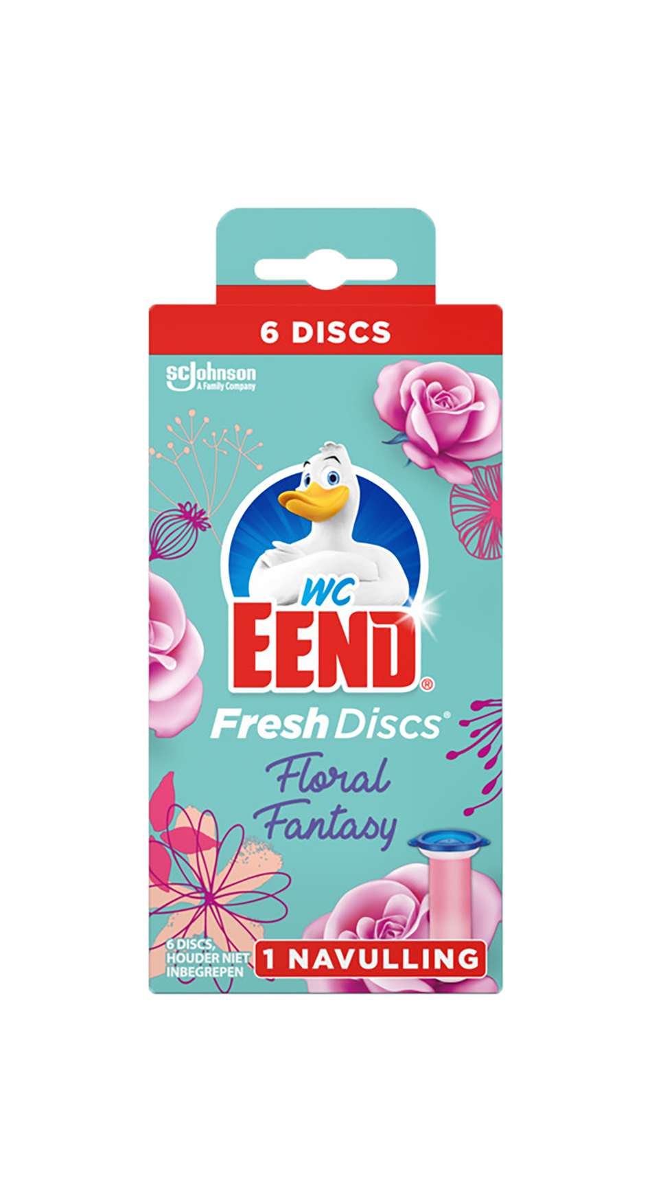 WC Eend Fresh Discs Floral Fantasy 1x36ml - Een bloemige geur voor langdurige frisheid - Eén navulling van 36 ml