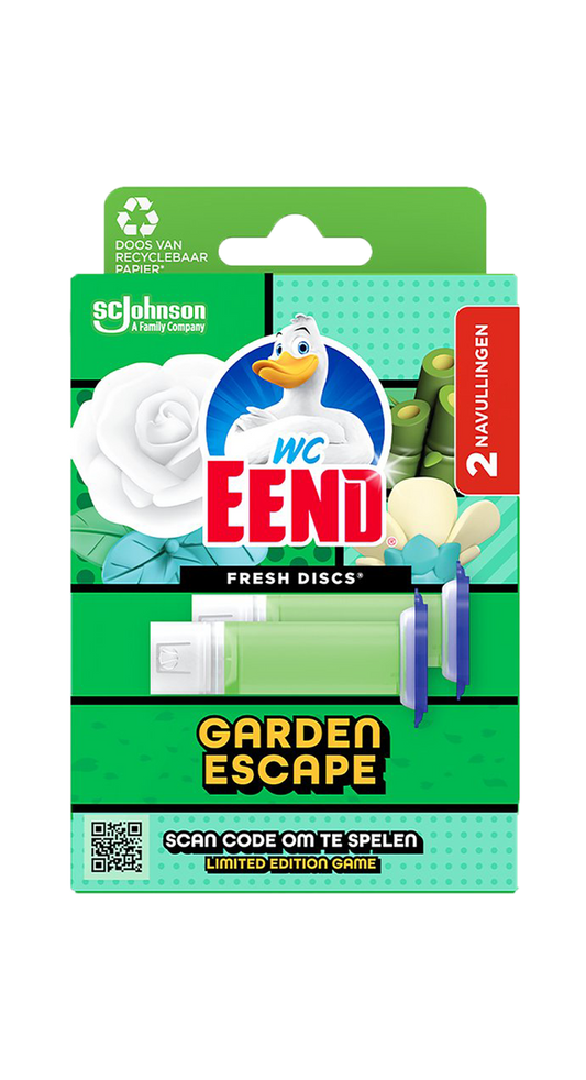 WC Eend Fresh Discs Garden Escape 2x36ml Navulling - Frisse tuinervaring voor langdurige frisheid - Twee navullingen van 36 ml elk